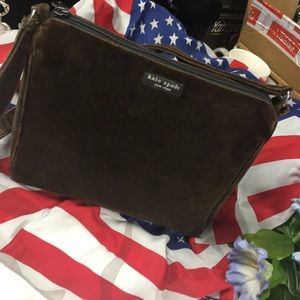kate ♠️ spade brown velvet handbag